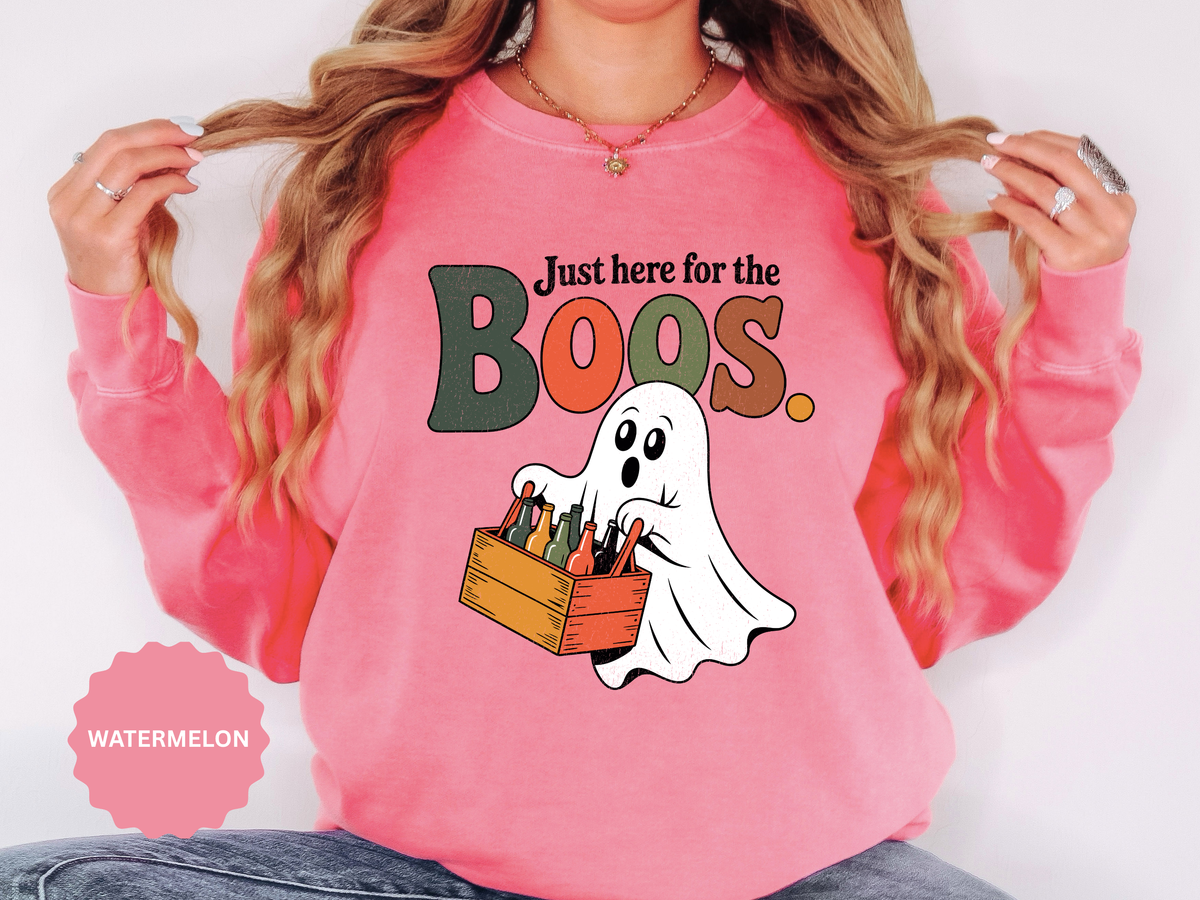 Funny Halloween Ghost Sweatshirt, Where My Boos At Party Pullover, Spooky Season Drinking Gift for Beer Lover, Adult Costume Party Outfit