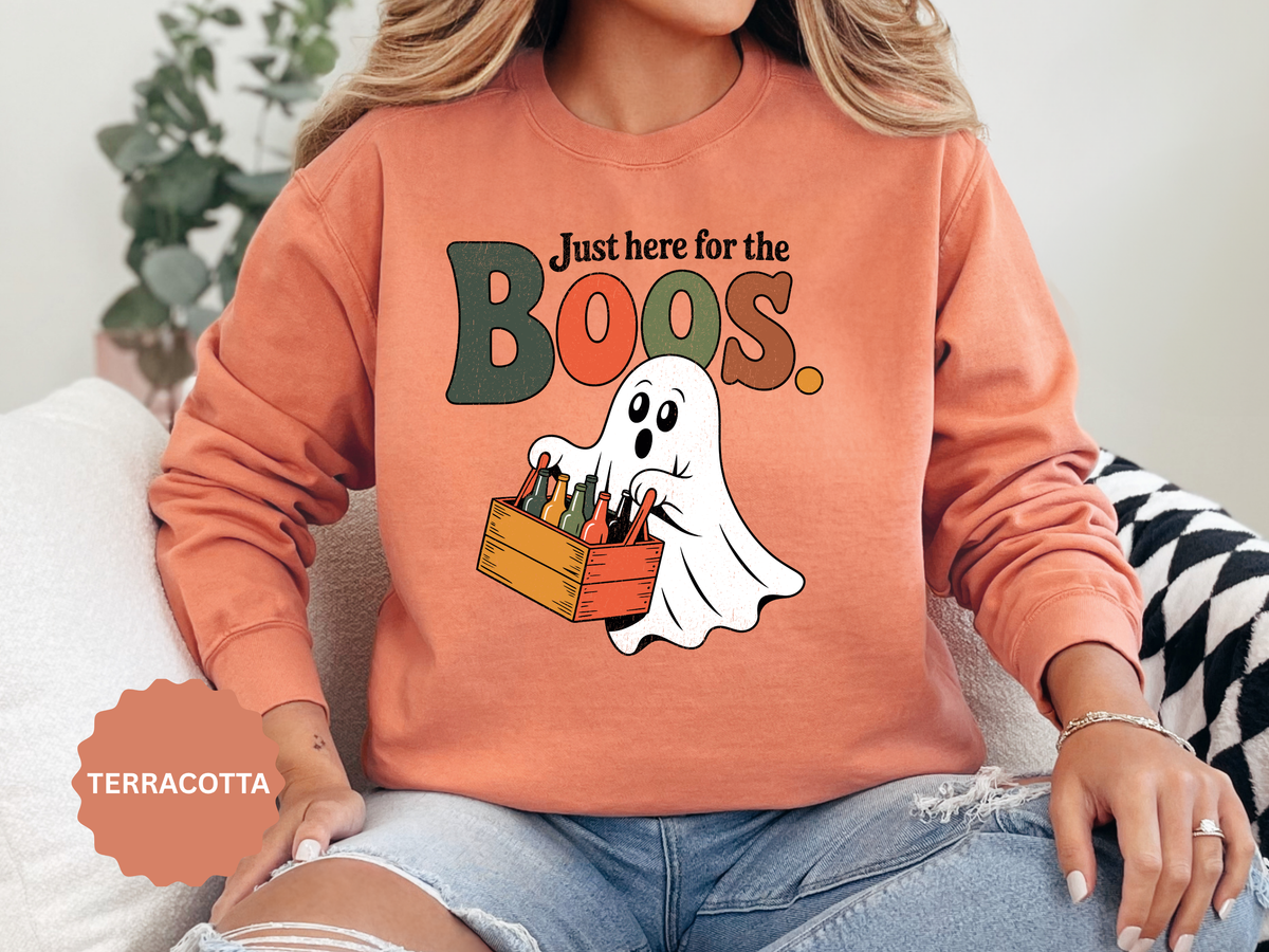Funny Halloween Ghost Sweatshirt, Where My Boos At Party Pullover, Spooky Season Drinking Gift for Beer Lover, Adult Costume Party Outfit