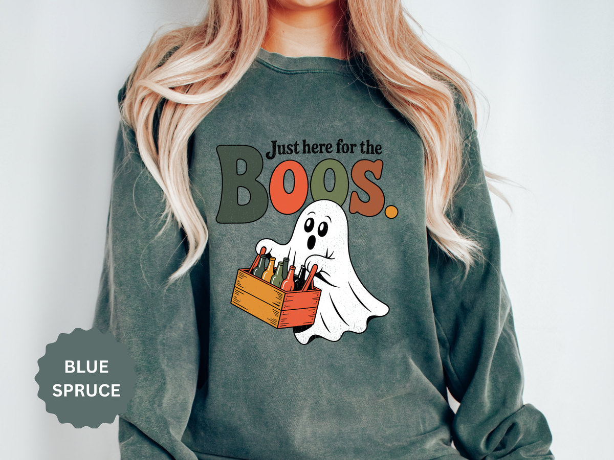 Funny Halloween Ghost Sweatshirt, Where My Boos At Party Pullover, Spooky Season Drinking Gift for Beer Lover, Adult Costume Party Outfit