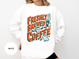 Coffee Lover Halloween Sweatshirt, Freshly Brewed Coffee Ghost Pullover, Cute Spooky Season Gift for Barista and Caffeine Fan, Gift for Her