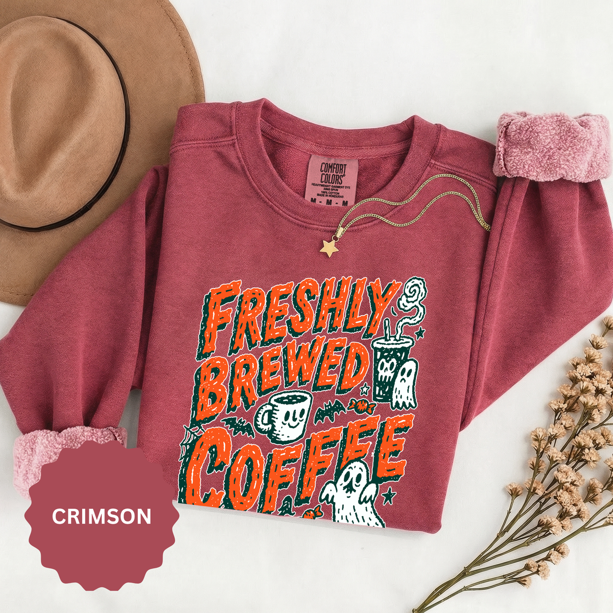Coffee Lover Halloween Sweatshirt, Freshly Brewed Coffee Ghost Pullover, Cute Spooky Season Gift for Barista and Caffeine Fan, Gift for Her