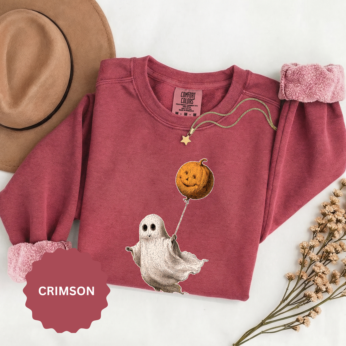 Cute Ghost Halloween Sweatshirt, Pumpkin Balloon Pullover, Vintage Spooky Season Gift for Women, Cozy October Fall Outfit for Ghost Loversv