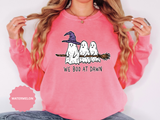 We Boo at Dawn Ghost Sweatshirt, Funny Halloween Witch Broom Pullover, Cute Spooky Season Gift for Friends and Ghost Lovers, October Outfit