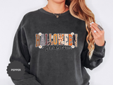 Halloween Season Sweatshirt, Leopard Plaid Pumpkin Letter Pullover, Cute Fall Gift for Women, Spooky October Outfit for Teachers and Moms