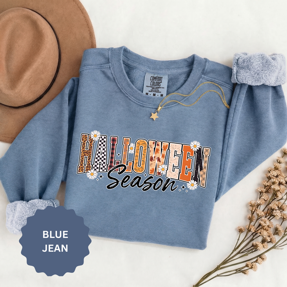 Halloween Season Sweatshirt, Leopard Plaid Pumpkin Letter Pullover, Cute Fall Gift for Women, Spooky October Outfit for Teachers and Moms