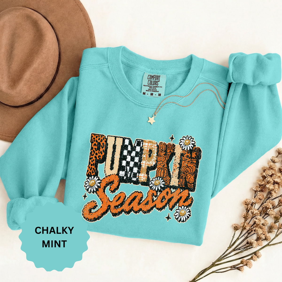 Pumpkin Season Sweatshirt, Retro Leopard Checker Fall Pullover, Cute Autumn Gift for Women, Cozy Thanksgiving October Outfit for Her