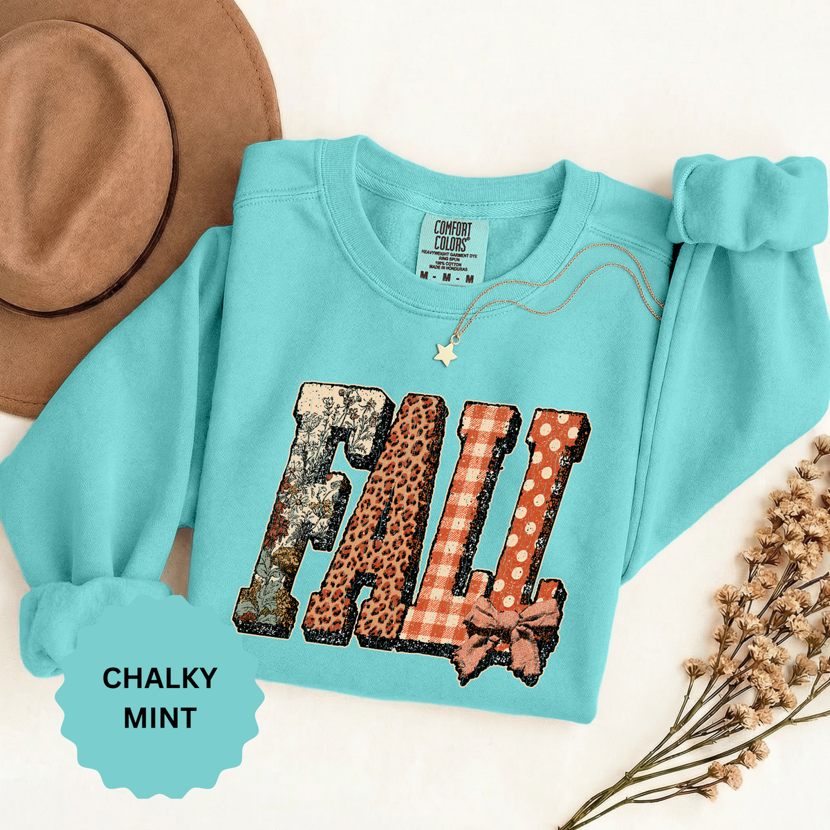 Patchwork Fall Sweatshirt, Floral Leopard Plaid Autumn Pullover, Coquette Bow Seasonal Gift for Women, Cozy Thanksgiving Outfit for Her