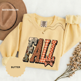Patchwork Fall Sweatshirt, Floral Leopard Plaid Autumn Pullover, Coquette Bow Seasonal Gift for Women, Cozy Thanksgiving Outfit for Her