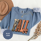 Patchwork Fall Sweatshirt, Floral Leopard Plaid Autumn Pullover, Coquette Bow Seasonal Gift for Women, Cozy Thanksgiving Outfit for Her