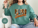 Pumpkin Season Sweatshirt, Retro Leopard Checker Fall Pullover, Cute Autumn Gift for Women, Cozy Thanksgiving October Outfit for Her
