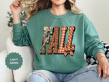 Patchwork Fall Sweatshirt, Floral Leopard Plaid Autumn Pullover, Coquette Bow Seasonal Gift for Women, Cozy Thanksgiving Outfit for Her