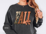 Patchwork Fall Sweatshirt, Floral Leopard Plaid Autumn Pullover, Coquette Bow Seasonal Gift for Women, Cozy Thanksgiving Outfit for Her