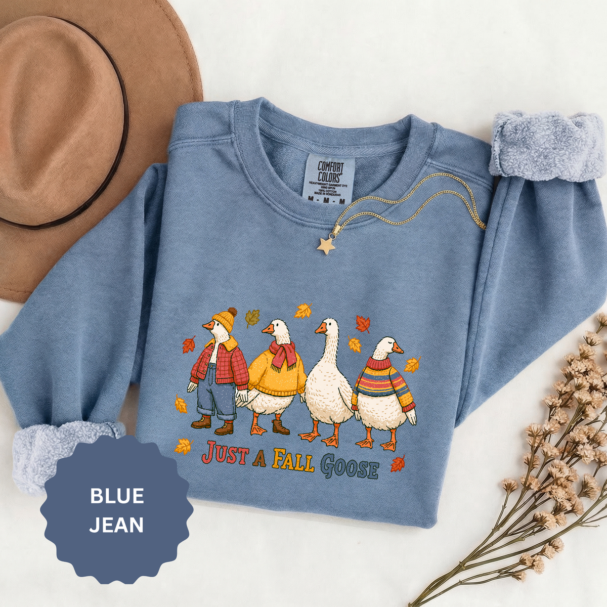 Funny Fall Goose Sweatshirt, Just a Fall Goose Autumn Pullover, Cute Cozy Gift for Bird Lover, Thanksgiving and October Outfit for Her