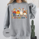 Funny Fall Goose Sweatshirt, Just a Fall Goose Autumn Pullover, Cute Cozy Gift for Bird Lover, Thanksgiving and October Outfit for Her