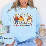 Funny Fall Goose Sweatshirt, Just a Fall Goose Autumn Pullover, Cute Cozy Gift for Bird Lover, Thanksgiving and October Outfit for Her