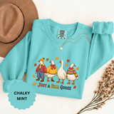 Funny Fall Goose Sweatshirt, Just a Fall Goose Autumn Pullover, Cute Cozy Gift for Bird Lover, Thanksgiving and October Outfit for Her