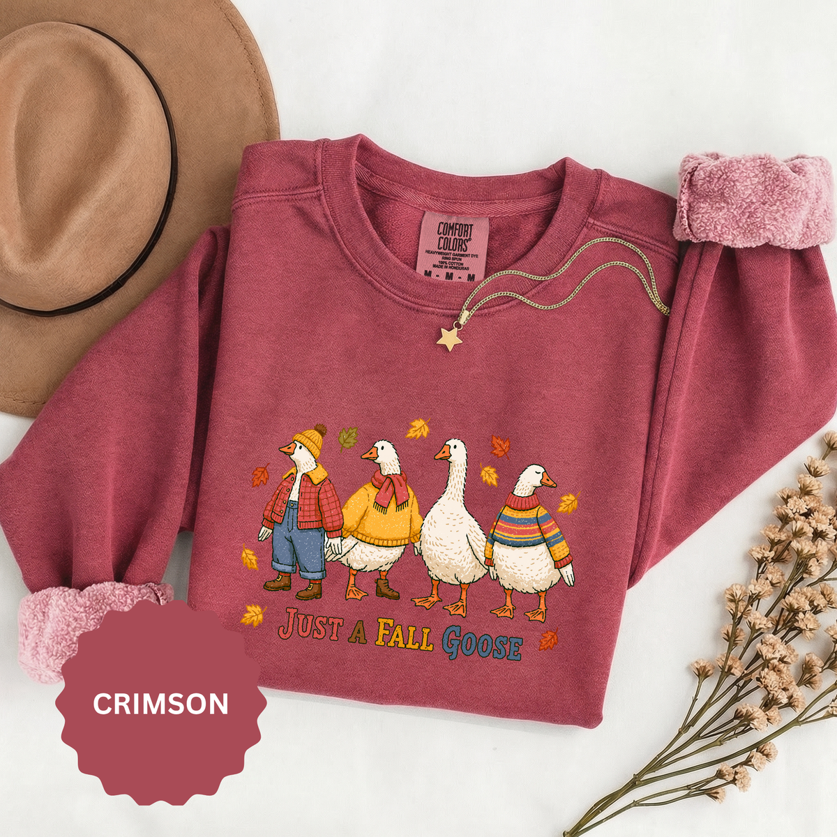 Funny Fall Goose Sweatshirt, Just a Fall Goose Autumn Pullover, Cute Cozy Gift for Bird Lover, Thanksgiving and October Outfit for Her