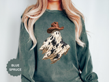 Western Ghost Halloween Sweatshirt, Cowboy Hat Spooky Pullover, Cute Vintage Fall Gift for Cowgirl, Country October Outfit for Women