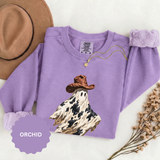 Western Ghost Halloween Sweatshirt, Cowboy Hat Spooky Pullover, Cute Vintage Fall Gift for Cowgirl, Country October Outfit for Women