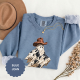 Western Ghost Halloween Sweatshirt, Cowboy Hat Spooky Pullover, Cute Vintage Fall Gift for Cowgirl, Country October Outfit for Women