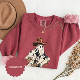 Western Ghost Halloween Sweatshirt, Cowboy Hat Spooky Pullover, Cute Vintage Fall Gift for Cowgirl, Country October Outfit for Women
