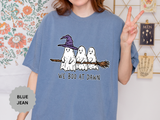 We Boo at Dawn Ghost Shirt, Funny Halloween Witch Broom Graphic Tee, Cute Spooky Season Gift for Friends and Ghost Lovers, October Outfit