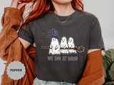 We Boo at Dawn Ghost Shirt, Funny Halloween Witch Broom Graphic Tee, Cute Spooky Season Gift for Friends and Ghost Lovers, October Outfit
