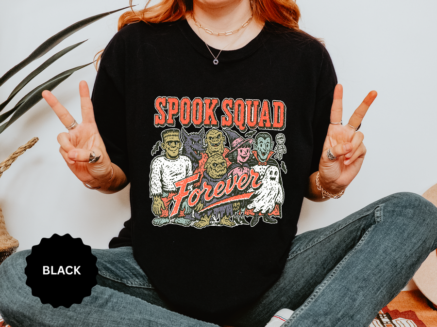 Vintage Monster Halloween Shirt, Spook Squad Forever Graphic Tee, Retro Horror Gift for Classic Creature and Spooky Season Fans Alike