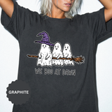 We Boo at Dawn Ghost Shirt, Funny Halloween Witch Broom Graphic Tee, Cute Spooky Season Gift for Friends and Ghost Lovers, October Outfit