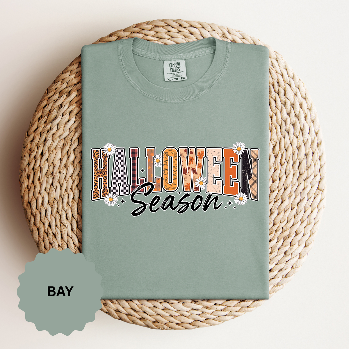 Halloween Season Shirt, Leopard Plaid Pumpkin Letter Graphic Tee, Cute Fall Gift for Women, Spooky October Outfit for Teachers and Moms