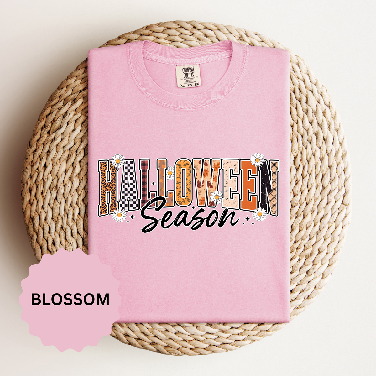 Halloween Season Shirt, Leopard Plaid Pumpkin Letter Graphic Tee, Cute Fall Gift for Women, Spooky October Outfit for Teachers and Moms