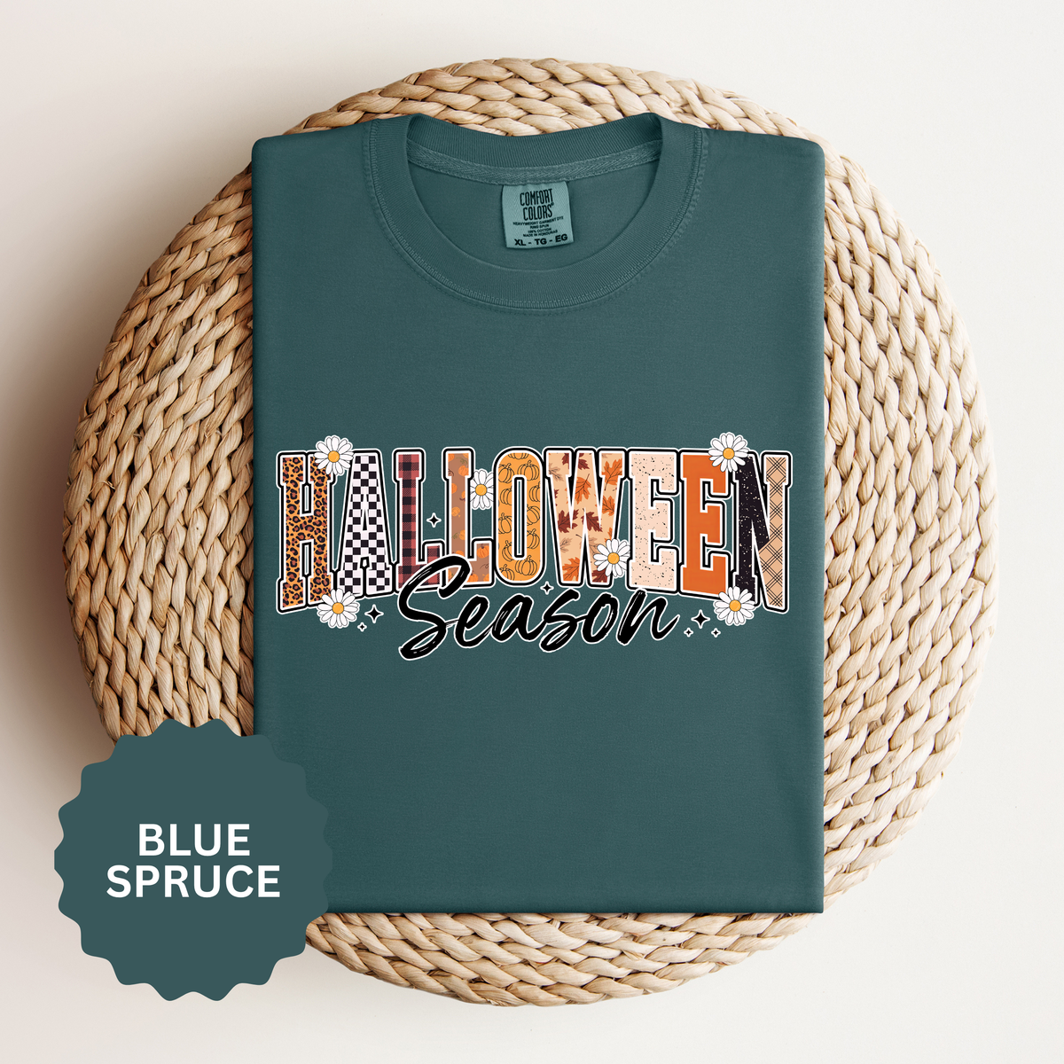 Halloween Season Shirt, Leopard Plaid Pumpkin Letter Graphic Tee, Cute Fall Gift for Women, Spooky October Outfit for Teachers and Moms