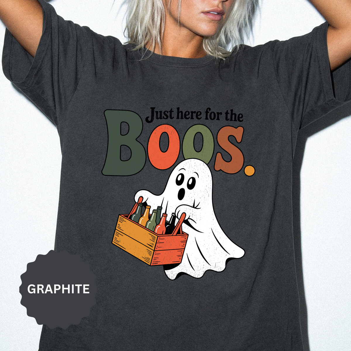 Funny Halloween Ghost Shirt, Where My Boos At Graphic Tee, Spooky Season Drinking Gift for Beer Lover, Fun Adult Costume Party Outfit