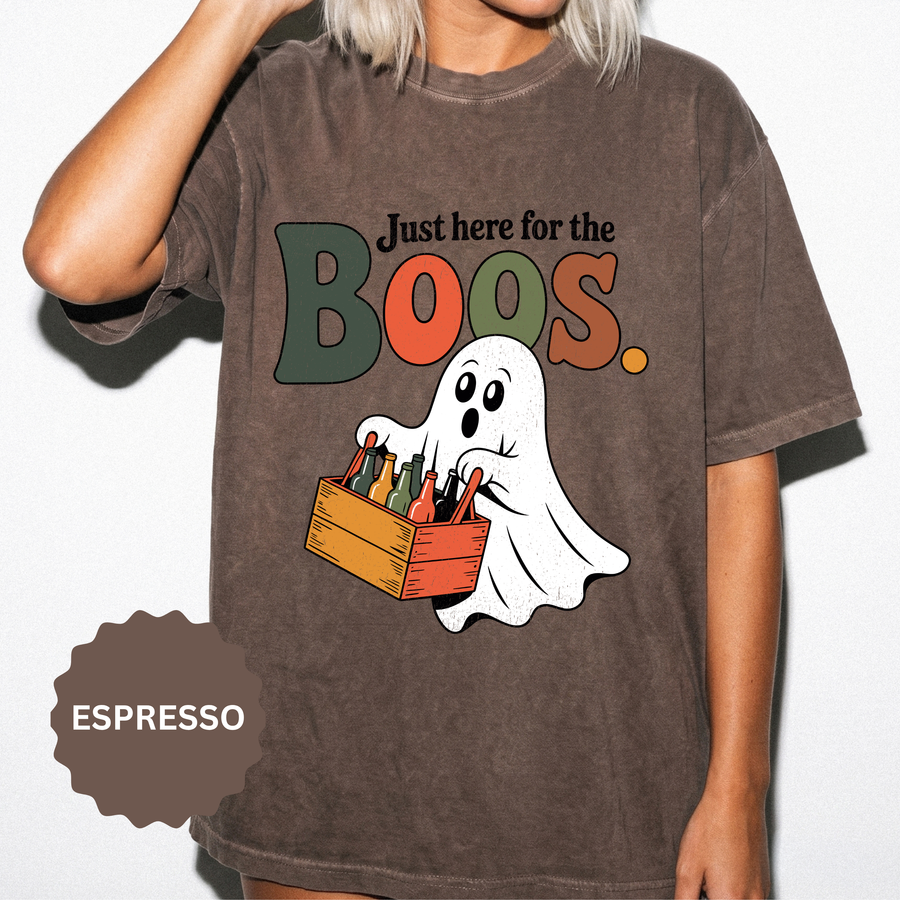Funny Halloween Ghost Shirt, Where My Boos At Graphic Tee, Spooky Season Drinking Gift for Beer Lover, Fun Adult Costume Party Outfit