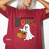 Funny Halloween Ghost Shirt, Where My Boos At Graphic Tee, Spooky Season Drinking Gift for Beer Lover, Fun Adult Costume Party Outfit