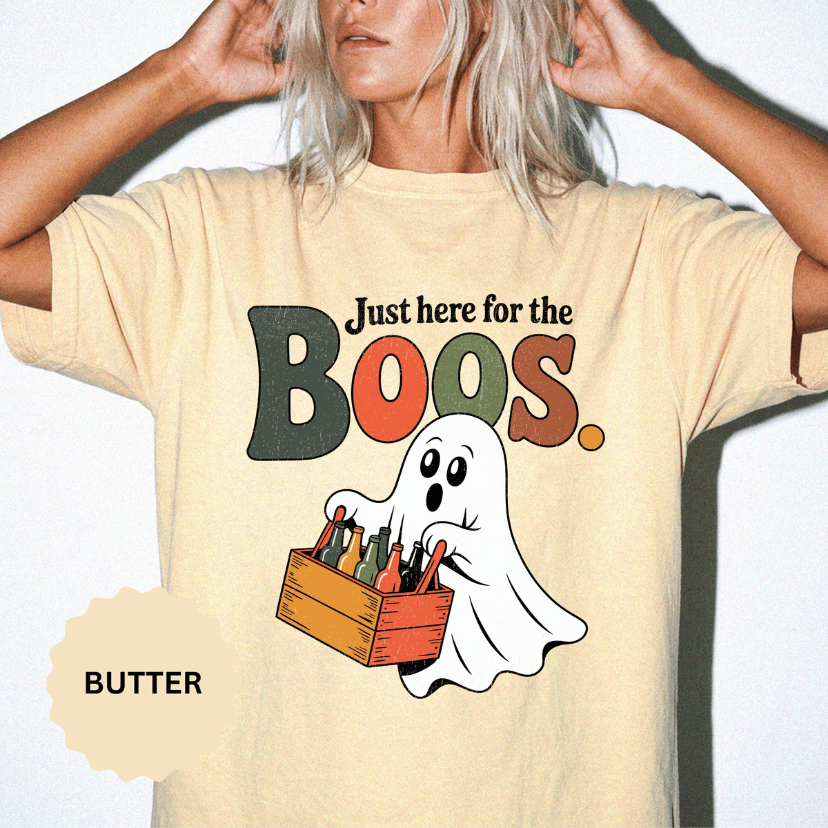 Funny Halloween Ghost Shirt, Where My Boos At Graphic Tee, Spooky Season Drinking Gift for Beer Lover, Fun Adult Costume Party Outfit