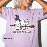 We Boo at Dawn Ghost Shirt, Funny Halloween Witch Broom Graphic Tee, Cute Spooky Season Gift for Friends and Ghost Lovers, October Outfit