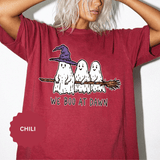 We Boo at Dawn Ghost Shirt, Funny Halloween Witch Broom Graphic Tee, Cute Spooky Season Gift for Friends and Ghost Lovers, October Outfit