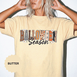 Halloween Season Shirt, Leopard Plaid Pumpkin Letter Graphic Tee, Cute Fall Gift for Women, Spooky October Outfit for Teachers and Moms