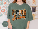 Pumpkin Season Shirt, Retro Leopard Checker Fall Graphic Tee, Cute Autumn Gift for Women, Cozy Thanksgiving October Outfit for Her