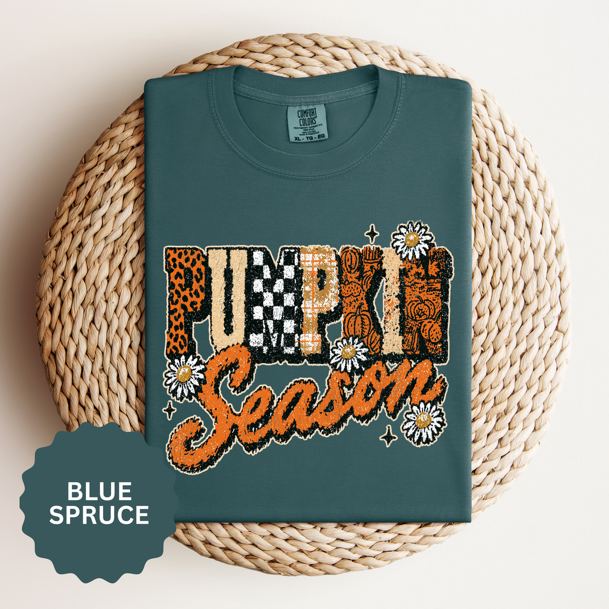 Pumpkin Season Shirt, Retro Leopard Checker Fall Graphic Tee, Cute Autumn Gift for Women, Cozy Thanksgiving October Outfit for Her