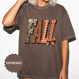 Patchwork Fall Shirt, Floral Leopard Plaid Autumn Graphic Tee, Coquette Bow Seasonal Gift for Women, Cozy Thanksgiving Outfit for Her