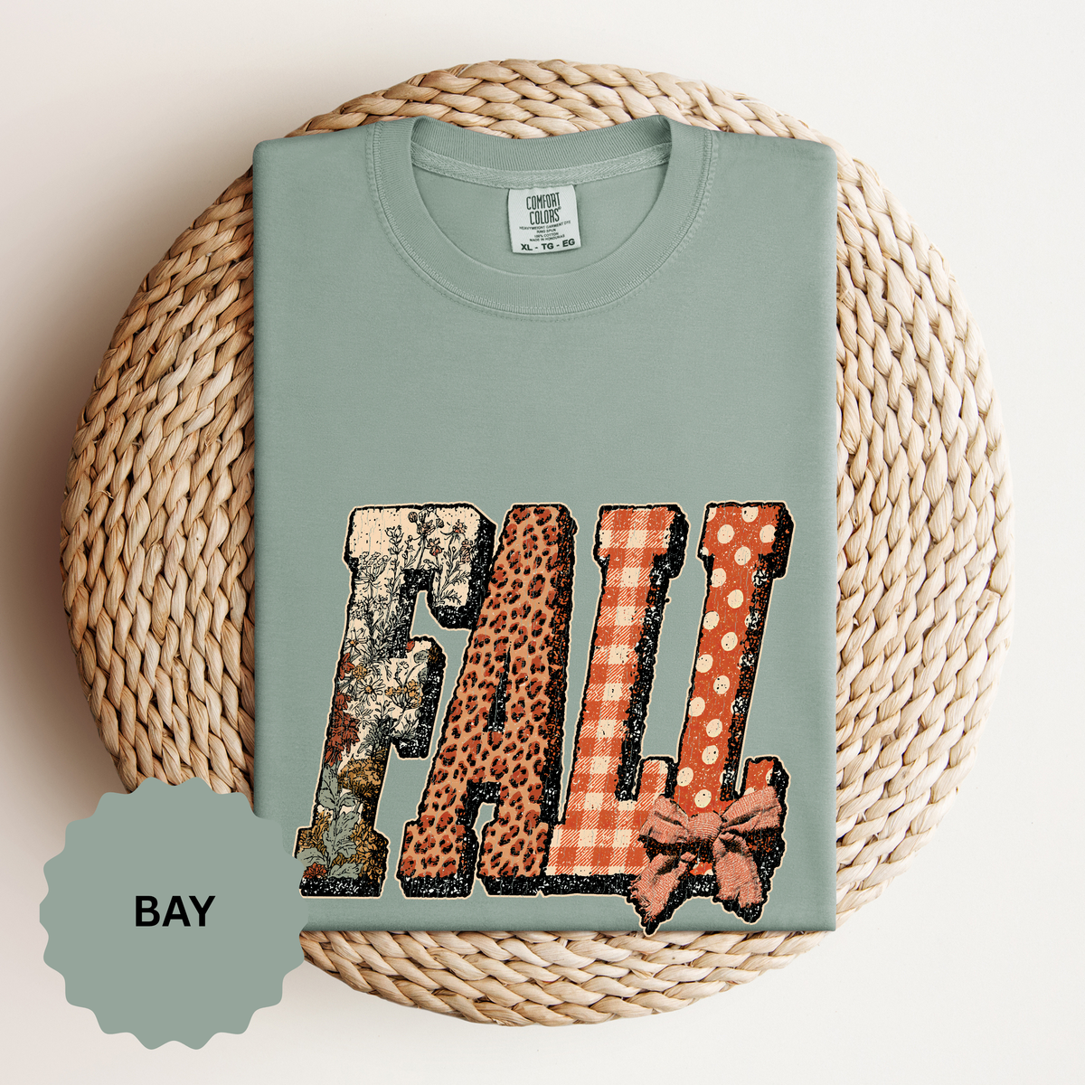 Patchwork Fall Shirt, Floral Leopard Plaid Autumn Graphic Tee, Coquette Bow Seasonal Gift for Women, Cozy Thanksgiving Outfit for Her