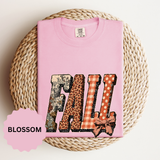 Patchwork Fall Shirt, Floral Leopard Plaid Autumn Graphic Tee, Coquette Bow Seasonal Gift for Women, Cozy Thanksgiving Outfit for Her