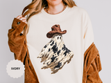 Western Ghost Halloween Shirt, Cowboy Hat Spooky Graphic Tee, Cute Vintage Fall Gift for Cowgirl, Country October Outfit for Women