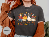 Funny Fall Goose Shirt, Just a Fall Goose Autumn Graphic Tee, Cute Cozy Gift for Bird Lover, Thanksgiving and October Outfit for Her