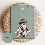 Western Ghost Halloween Shirt, Cowboy Hat Spooky Graphic Tee, Cute Vintage Fall Gift for Cowgirl, Country October Outfit for Women