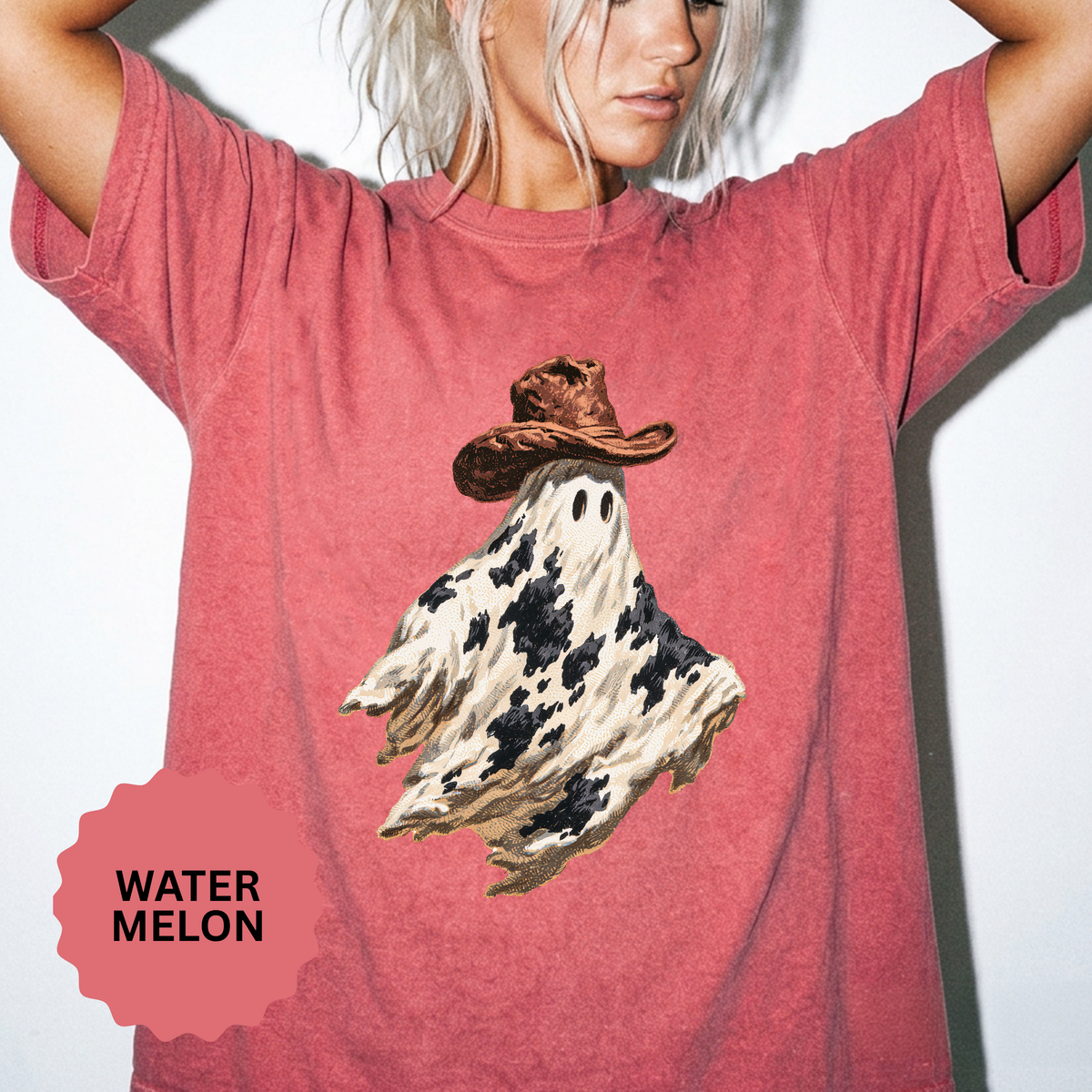 Western Ghost Halloween Shirt, Cowboy Hat Spooky Graphic Tee, Cute Vintage Fall Gift for Cowgirl, Country October Outfit for Women