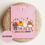 Funny Fall Goose Shirt, Just a Fall Goose Autumn Graphic Tee, Cute Cozy Gift for Bird Lover, Thanksgiving and October Outfit for Her