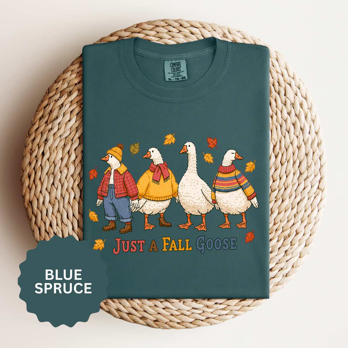 Funny Fall Goose Shirt, Just a Fall Goose Autumn Graphic Tee, Cute Cozy Gift for Bird Lover, Thanksgiving and October Outfit for Her